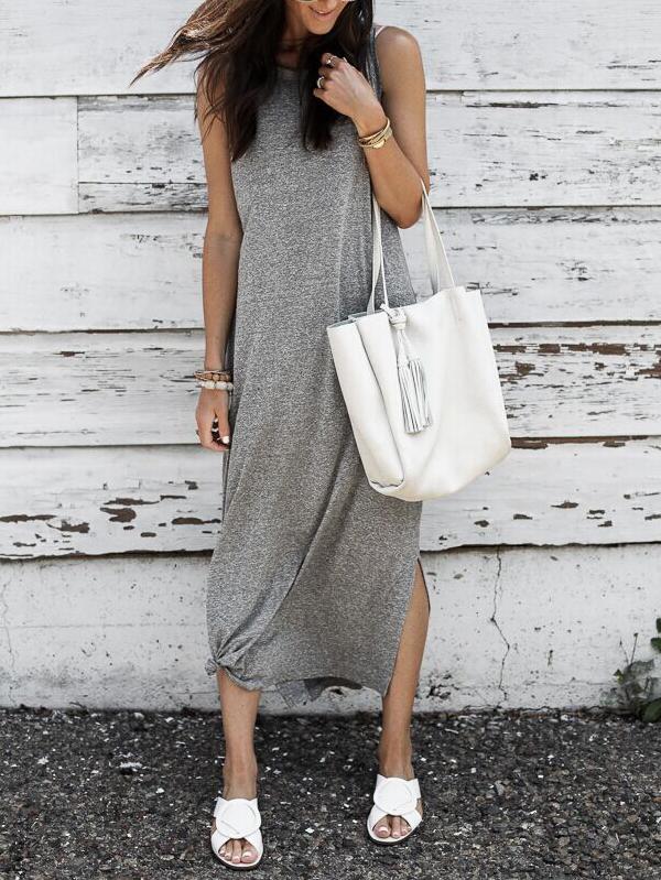 JuliaFashion - 2024 Simple As Can Be Seamless Midi Dress