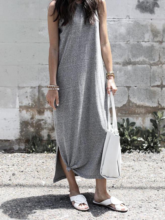 JuliaFashion - 2024 Simple As Can Be Seamless Midi Dress