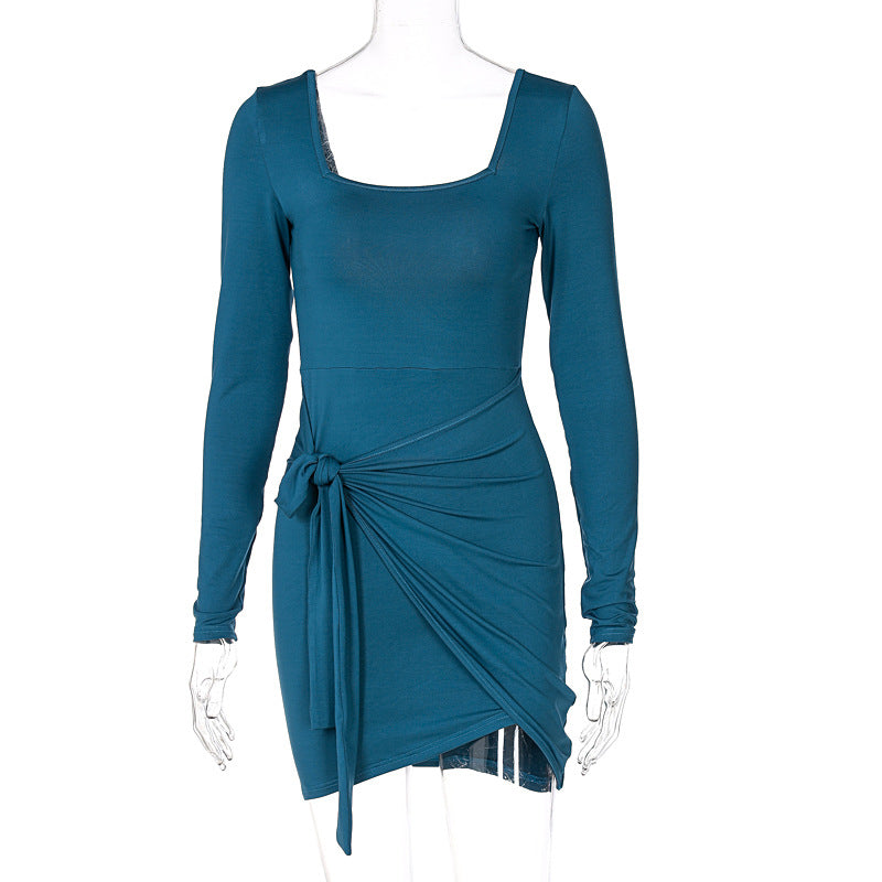 Square Neck Long Sleeve Women's Dress