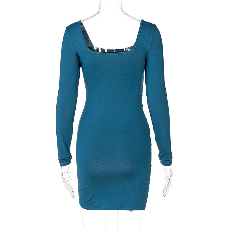 Square Neck Long Sleeve Women's Dress