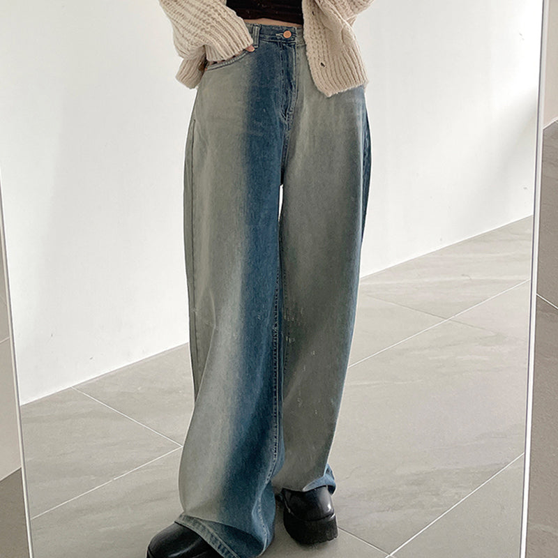 Streetwear Washed Gradient Blue Jeans