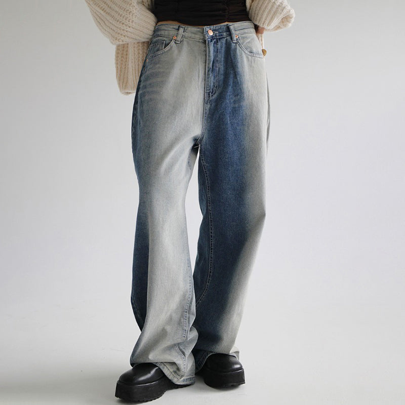 Streetwear Washed Gradient Blue Jeans