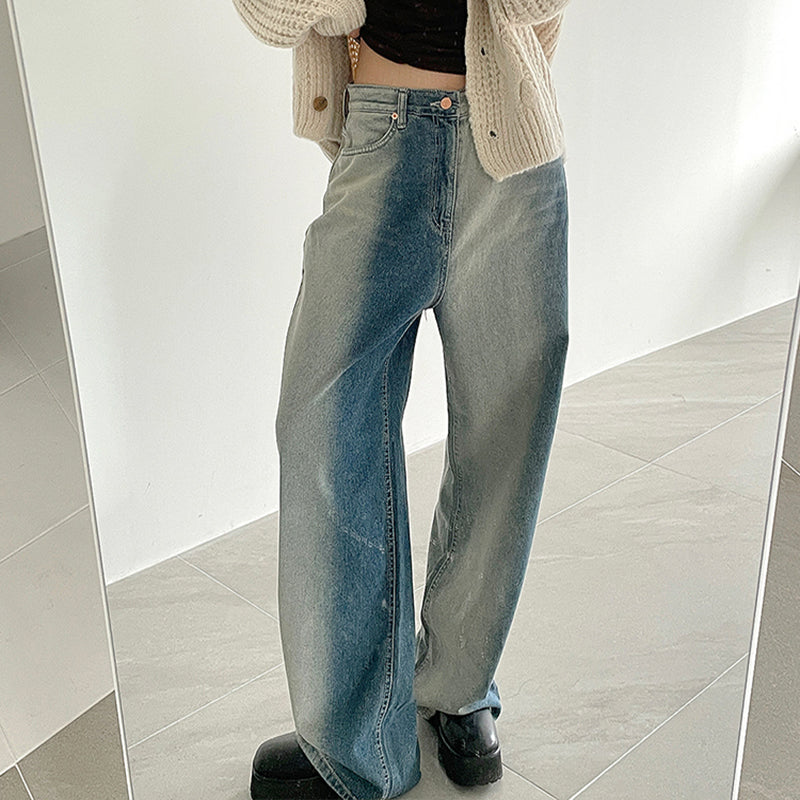 Streetwear Washed Gradient Blue Jeans