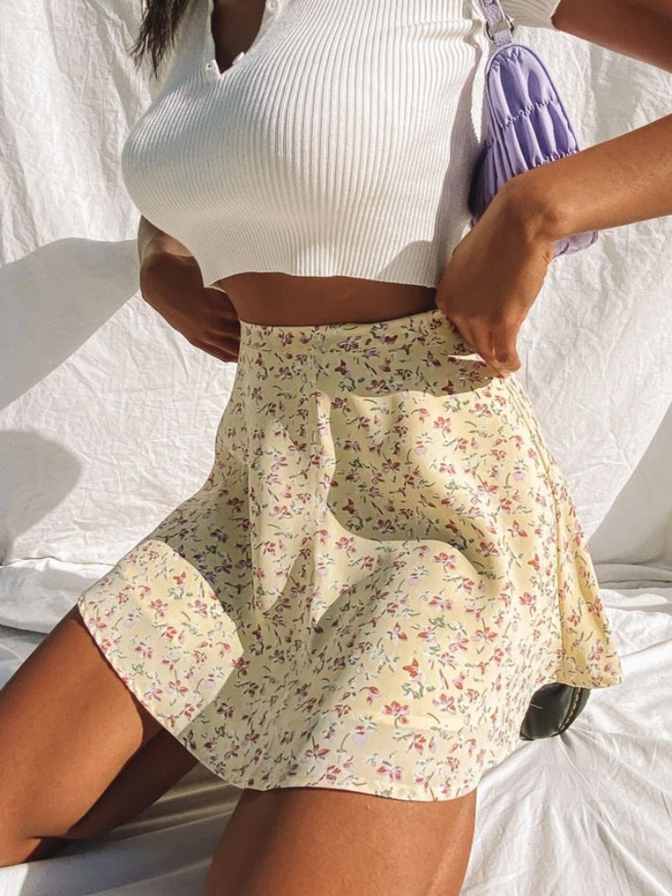 JuliaFashion - JuliaFashion-Boho Floral Print Party Skirt Summer New High Waist Pleated Skirt