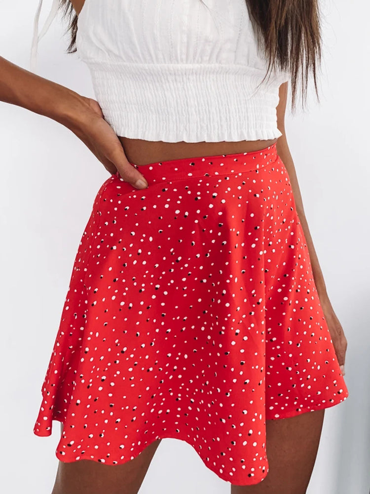 JuliaFashion - JuliaFashion-Boho Floral Print Party Skirt Summer New High Waist Pleated Skirt