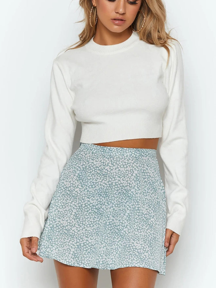 JuliaFashion - JuliaFashion-Boho Floral Print Party Skirt Summer New High Waist Pleated Skirt