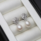 JuliaFashion - 2024 Vintage Silver Flower Pearl Earrings