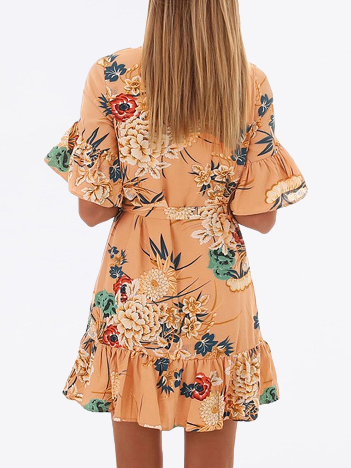 JuliaFashion - 2024 Saturday Morning Floral Print Ruffled Mini Dress