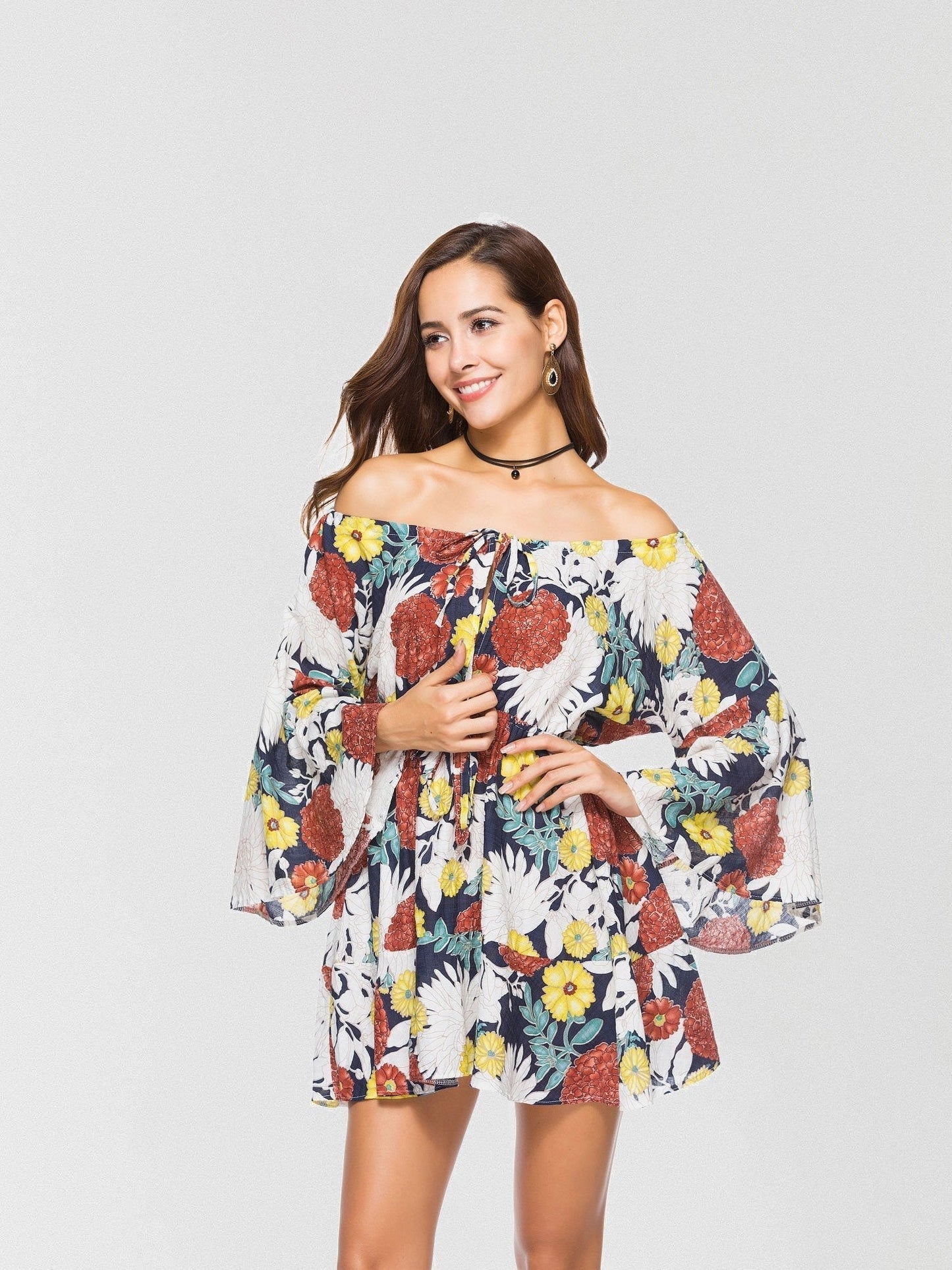 JuliaFashion - 2024 Without You Floral Off The Shoulder Dress