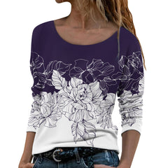 JuliaFashion - 2024 Women Casual Crew Neck Print Pattern Long Sleeve T-Shirt