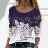 JuliaFashion - 2024 Women Casual Crew Neck Print Pattern Long Sleeve T-Shirt