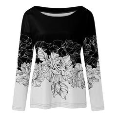 JuliaFashion - 2024 Women Casual Crew Neck Print Pattern Long Sleeve T-Shirt