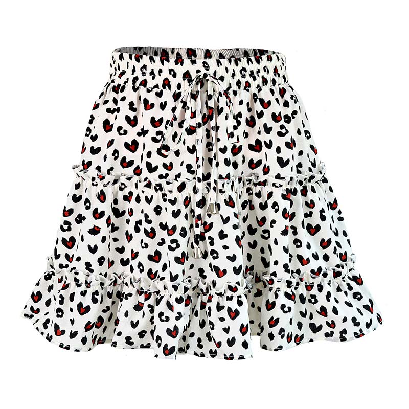 JuliaFashion - 2024 Women Floral Print High Waist Ruffled Beach Short Skirt