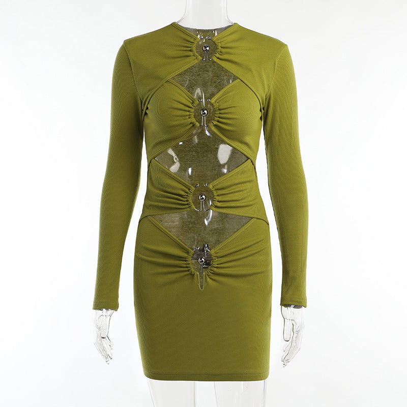 Women Sexy Hollow Midriff-baring Dress