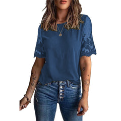 JuliaFashion - Women Sexy Lace Patchwork Hollow Out Shirt Blouse