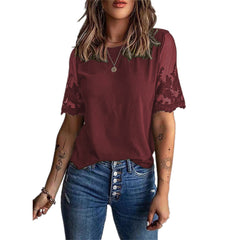 JuliaFashion - Women Sexy Lace Patchwork Hollow Out Shirt Blouse