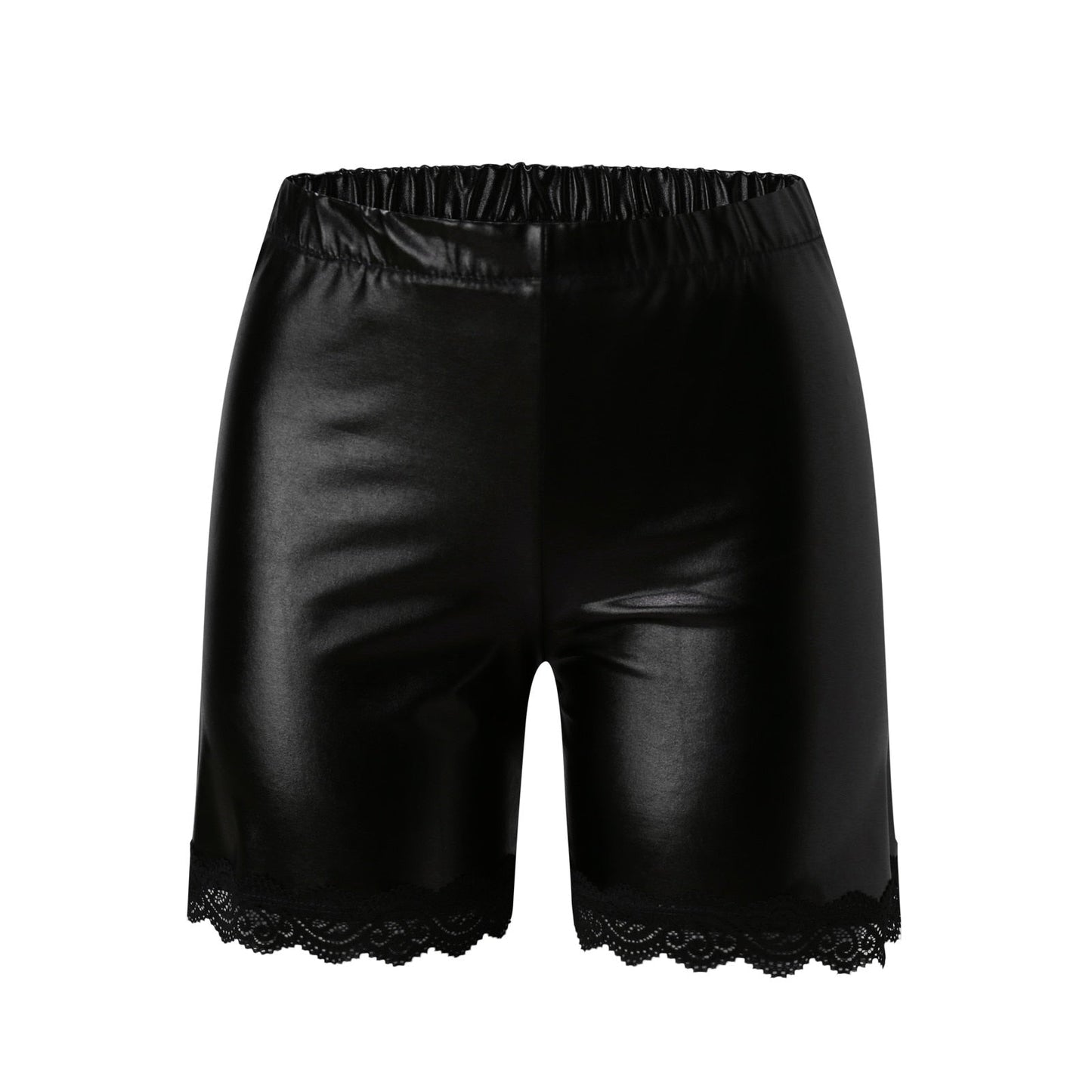 JuliaFashion - 2024 Sexy Lace Faux Leather Shorts
