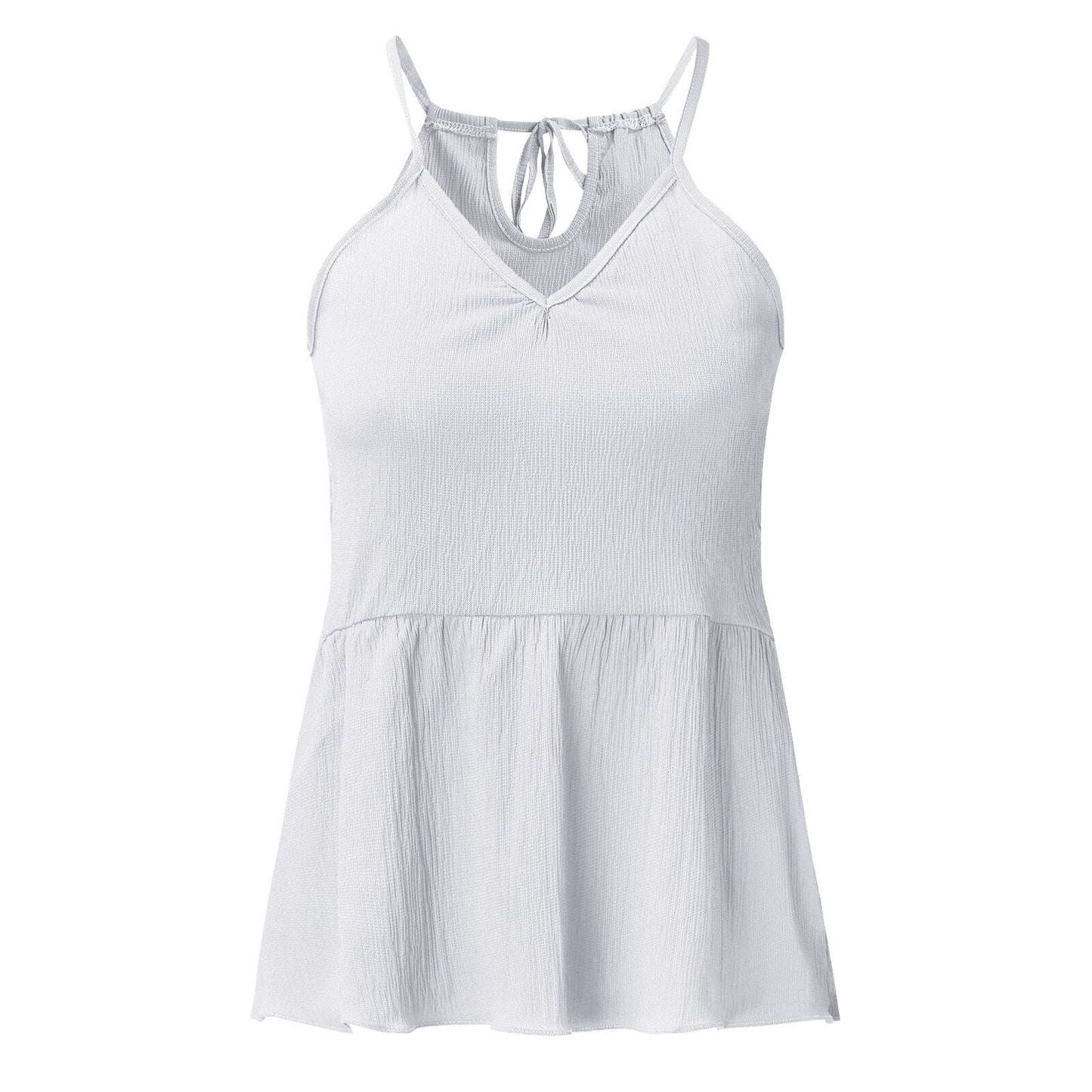 JuliaFashion - 2024 Solid Color Loose V-Neck Cami Tops