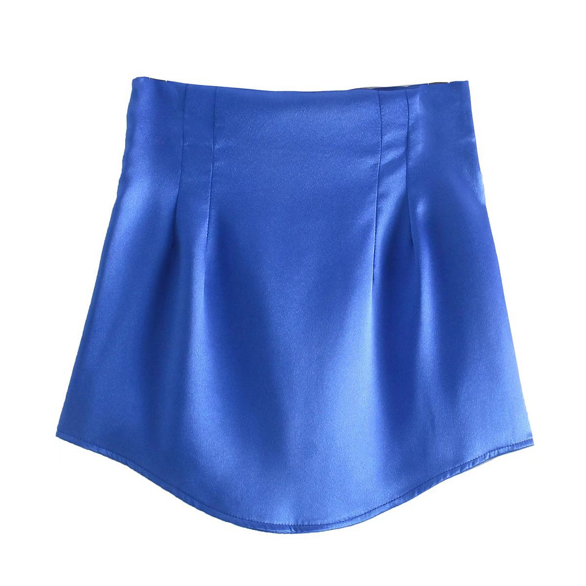 JuliaFashion - 2024 Women Summer Solid Color Sexy Satin A-line Skirts