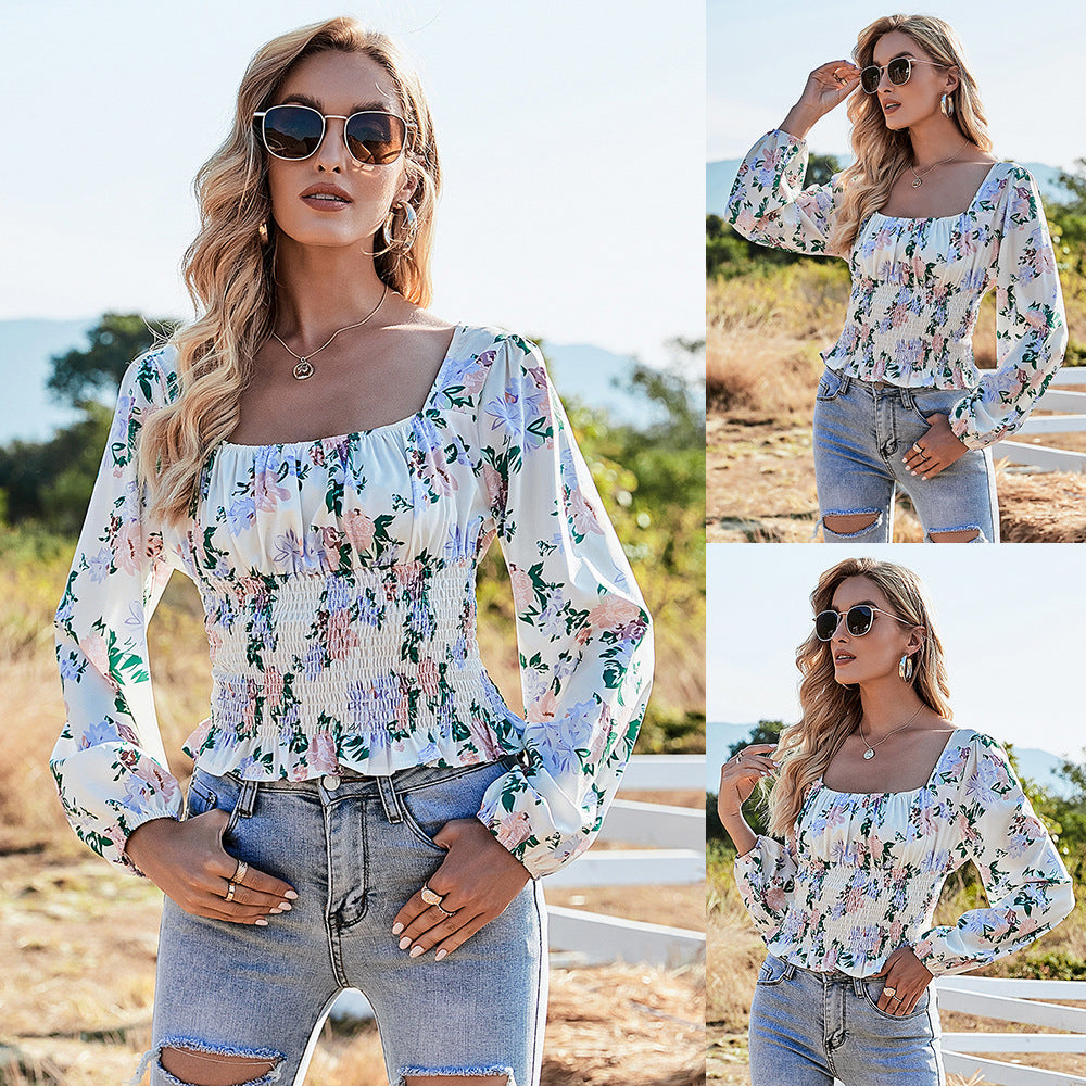 Tight Waistline Printed Shirt
