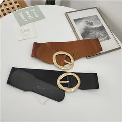 JuliaFashion-Elastic Vintage PU Leather Wild Pin Buckle