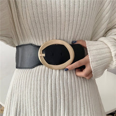 JuliaFashion-Elastic Vintage PU Leather Wild Pin Buckle