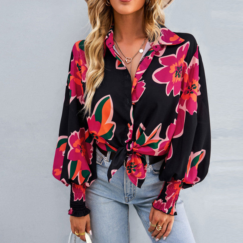 JuliaFashion - 2024 Women's Daily Floral Long Sleeve Pocket Button Tops