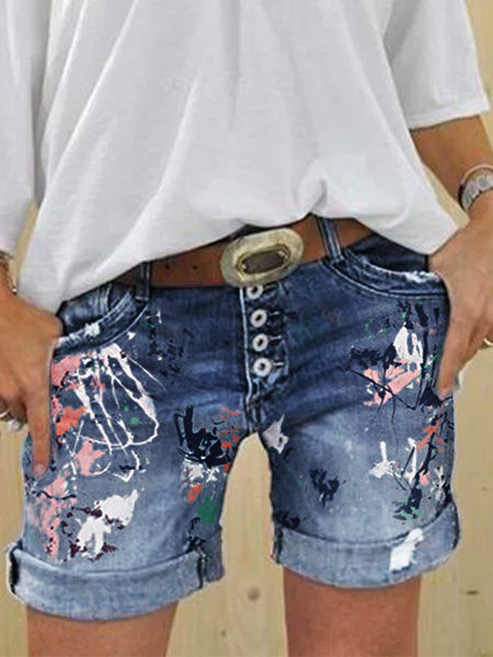 JuliaFashion - 2024 Women's High-Waisted Denim Shorts Loose Washed Pants Jeans