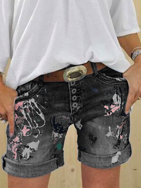 JuliaFashion - 2024 Women's High-Waisted Denim Shorts Loose Washed Pants Jeans