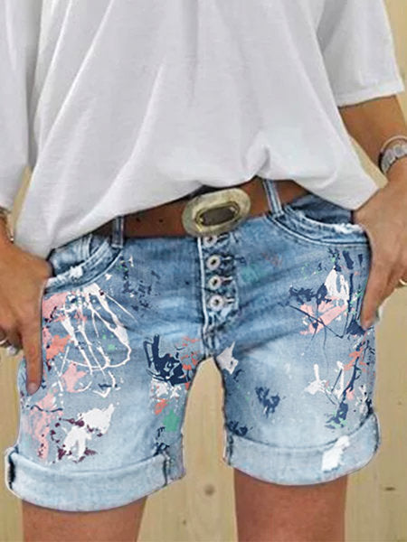 JuliaFashion - 2024 Women's High-Waisted Denim Shorts Loose Washed Pants Jeans