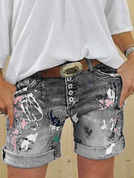 JuliaFashion - 2024 Women's High-Waisted Denim Shorts Loose Washed Pants Jeans