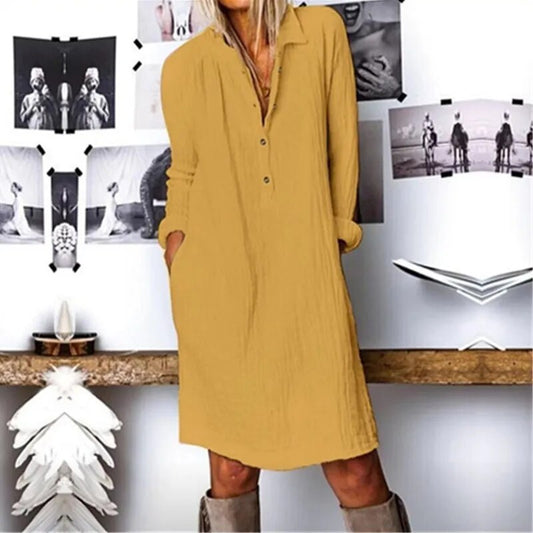 JuliaFashion-Loose Button Collar Spring Blouses