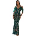 JuliaFashion - Sequin Sexy Backless Bodycon Even Maxi Elegant Dress