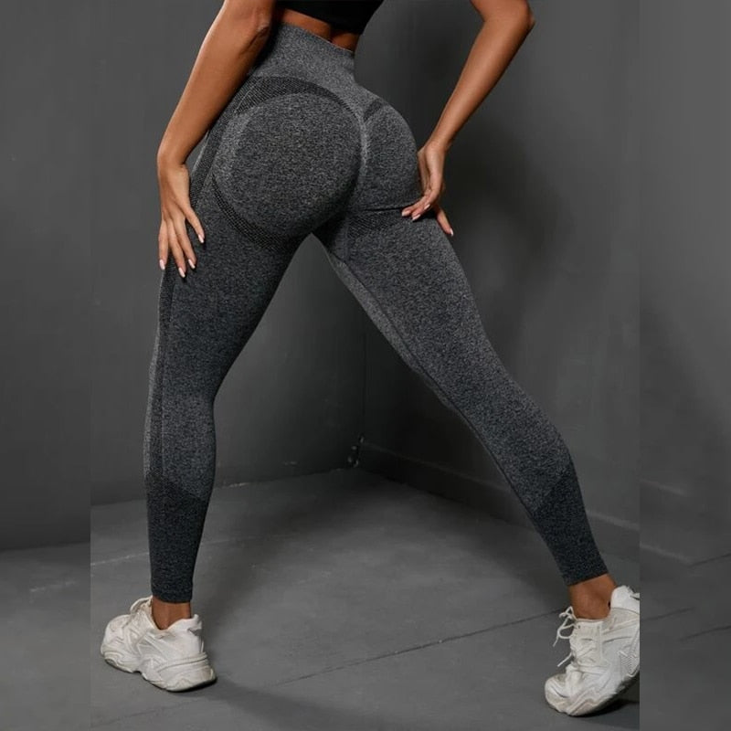 JuliaFashion-Fitness Seamless Workout Push Up Leggings