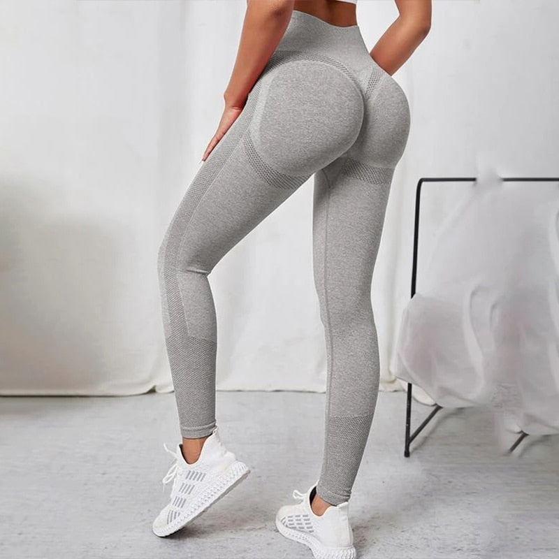 JuliaFashion-Fitness Seamless Workout Push Up Leggings