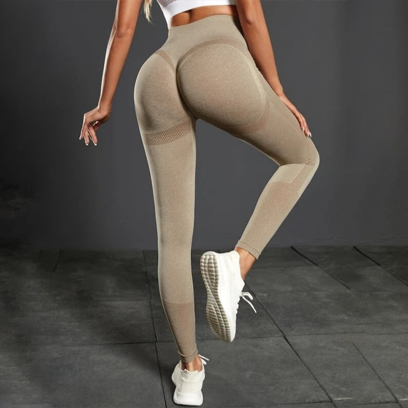 JuliaFashion-Fitness Seamless Workout Push Up Leggings