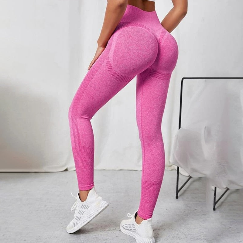 JuliaFashion-Fitness Seamless Workout Push Up Leggings
