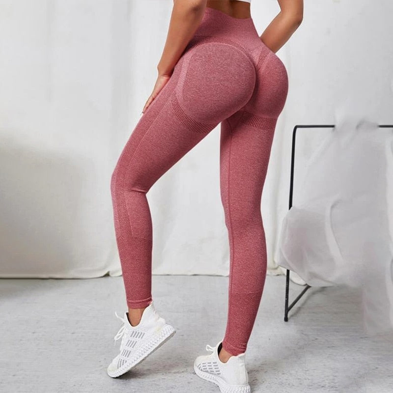 JuliaFashion-Fitness Seamless Workout Push Up Leggings