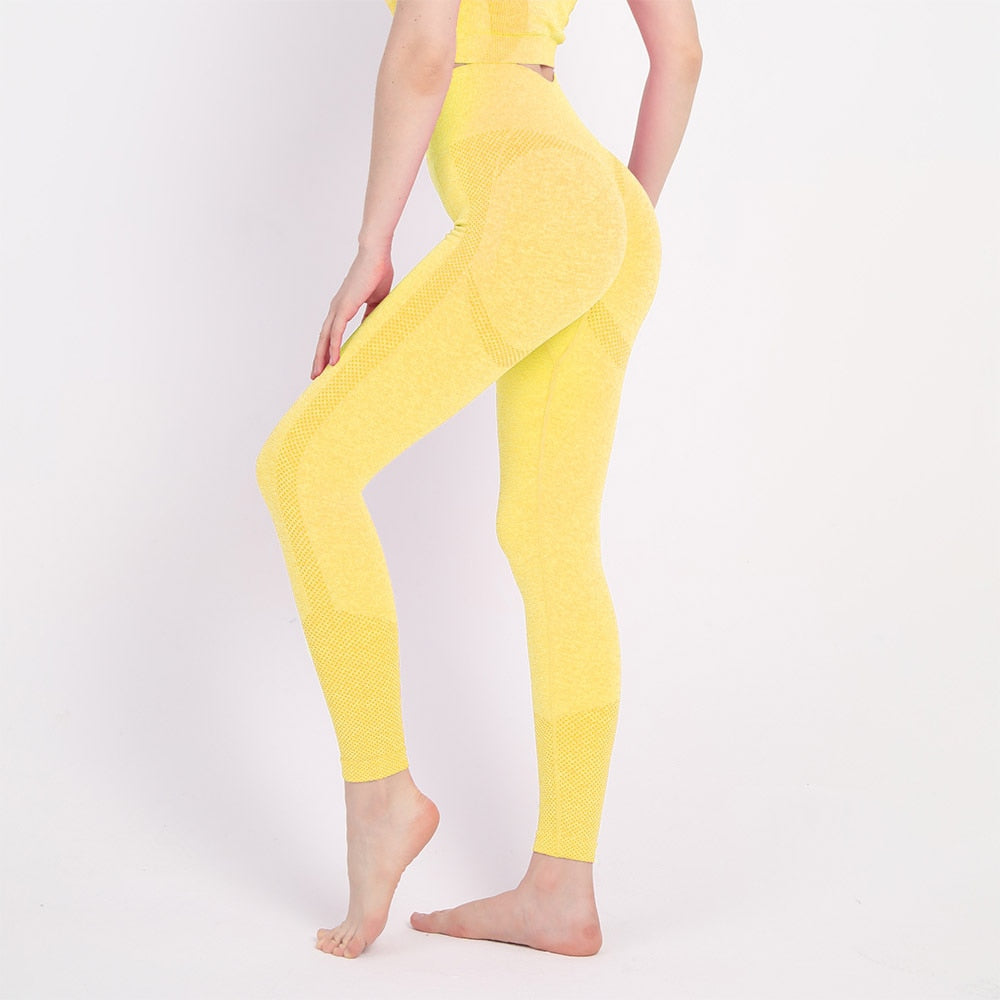 JuliaFashion-Fitness Seamless Workout Push Up Leggings