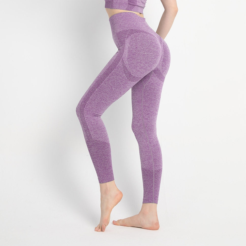 JuliaFashion-Fitness Seamless Workout Push Up Leggings