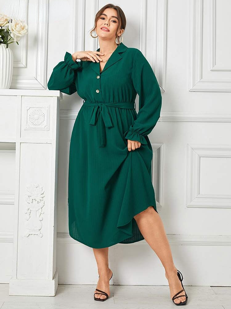 JuliaFashion - 2024 Solid Long Sleeve Autumn Dresses