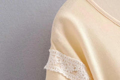 JuliaFashion-Beige Vintage Bohemian Style Mini Dress