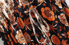 JuliaFashion-Boho Chic Floral Print Bat Sleeve Maxi Dress