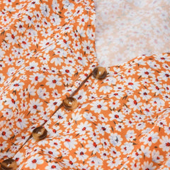 JuliaFashion-Boho Floral Button Yellow-White Sundress