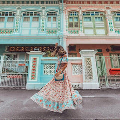 JuliaFashion-Boho Vintage Ruffle Slash Neck Summer Dress