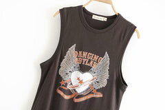JuliaFashion-Dancing Outlaw Vintage Chic Sleeveless Loose Tank Top