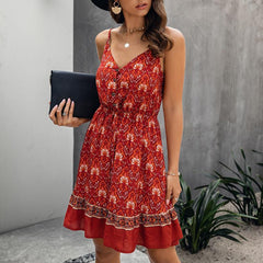 JuliaFashion-Elegant Button Bohemian Summer Dress