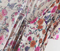 JuliaFashion-Floral Print Cotton Wrap Dress