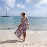 JuliaFashion-Floral Print Cotton Wrap Dress
