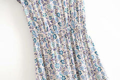 JuliaFashion-Floral Printed Sleeveless Midi Dress
